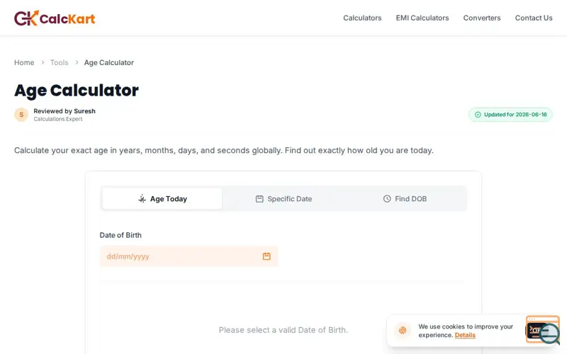 Screenshot of Age Calculator