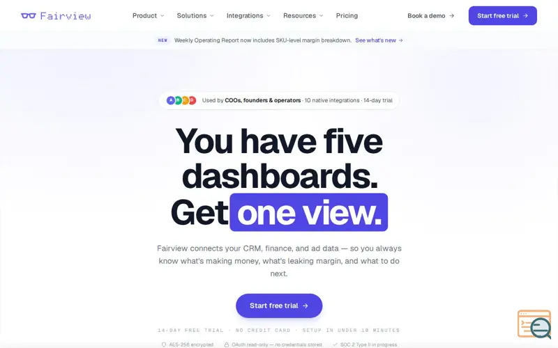 Screenshot of GetFairview, a launch using Inter Font