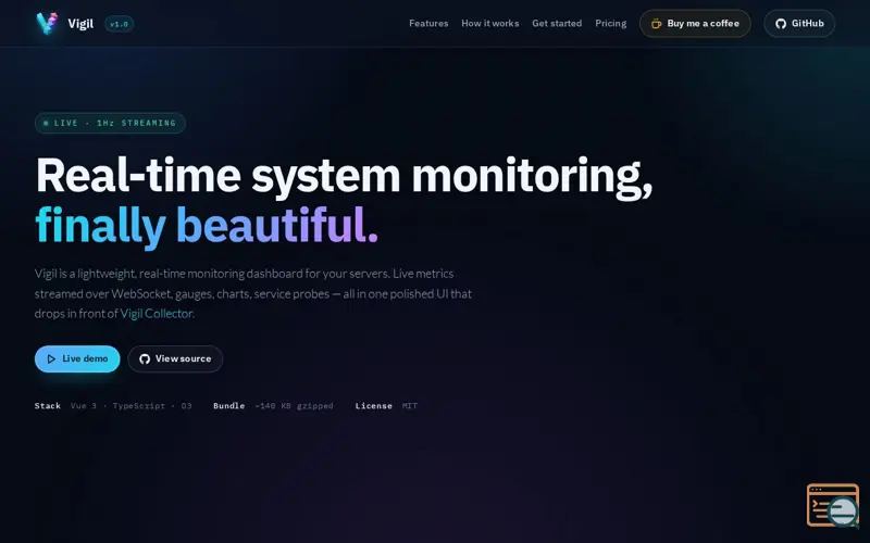 Screenshot of Vigil - Real-time system monitoring
