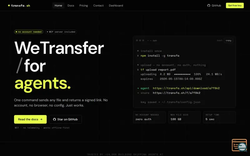 Screenshot of transfa.sh