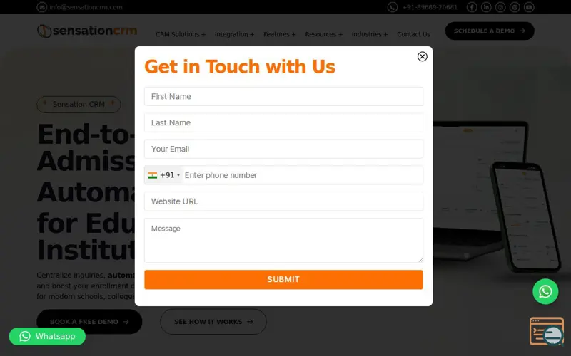 Screenshot of Sensation CRM - Automation for Edtech