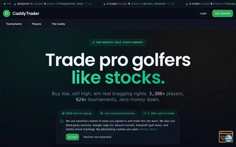 Screenshot of CaddyTrader