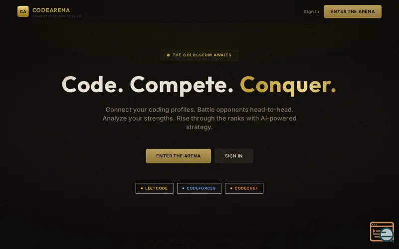 Screenshot of CodeArena — Enter the Colosseum of Code