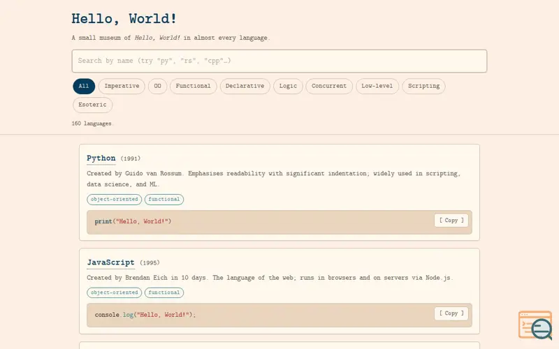Screenshot of Languages