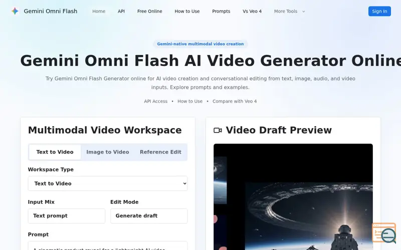 Screenshot of Gemini OmniFlash Generator