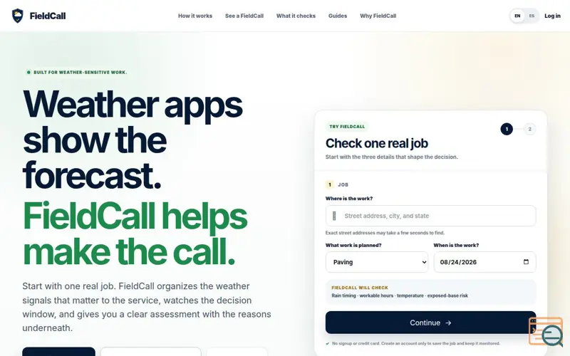 Screenshot of FieldCall