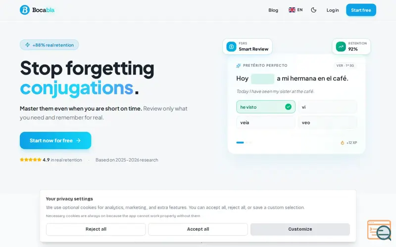 Screenshot of Bocabla: Master Spanish