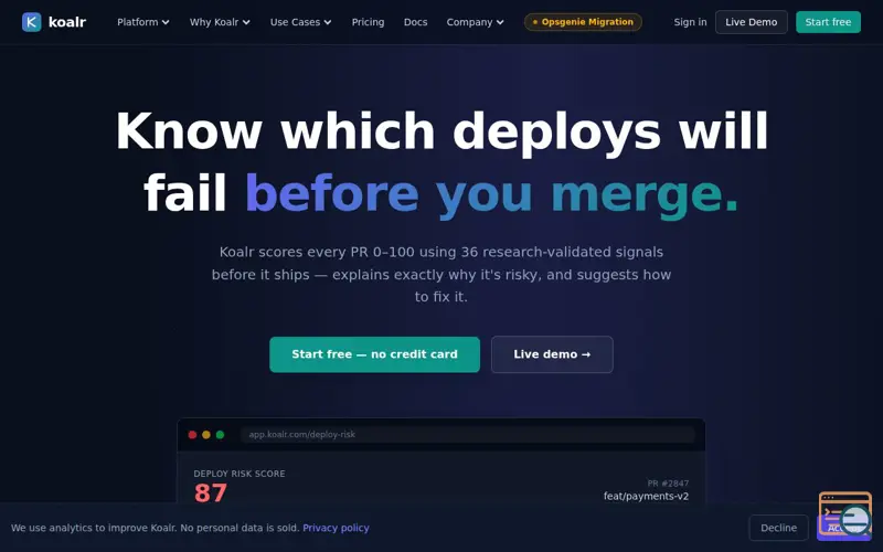 Screenshot of Koalr
