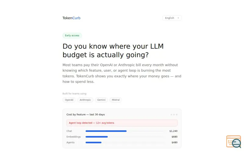 Screenshot of TokenCurb