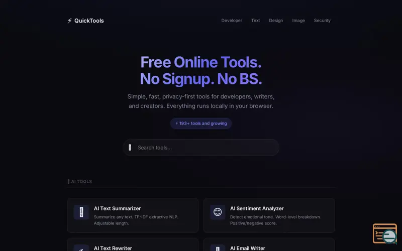 Screenshot of QuickTools — Dev & Productivity Tools