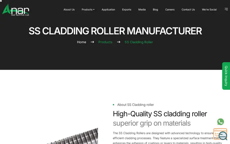 Screenshot of SS Cladding Roller Manufacturer, a launch using Isotope