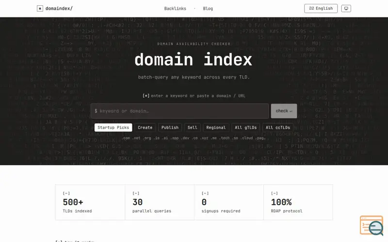 Screenshot of domaindex