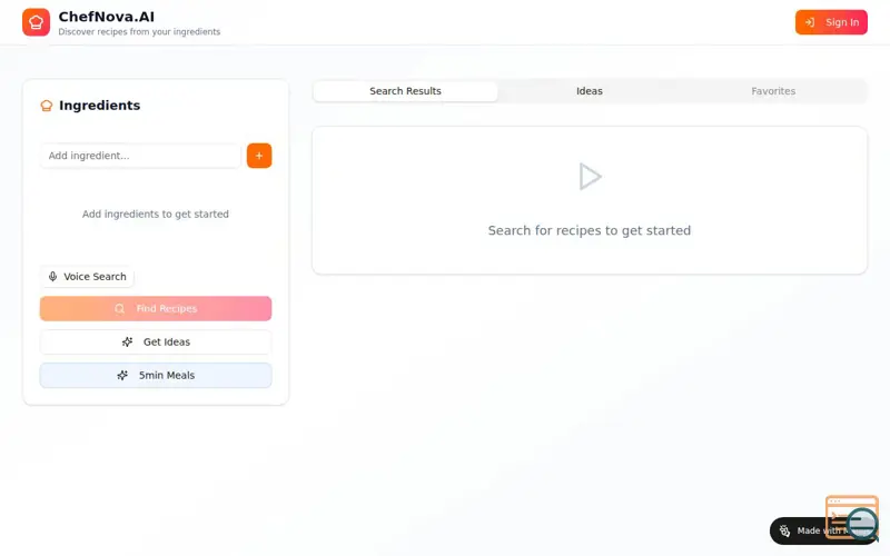 Screenshot of ChefNova.AI