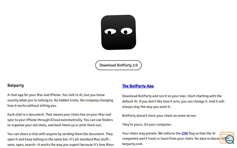 Screenshot of Botparty