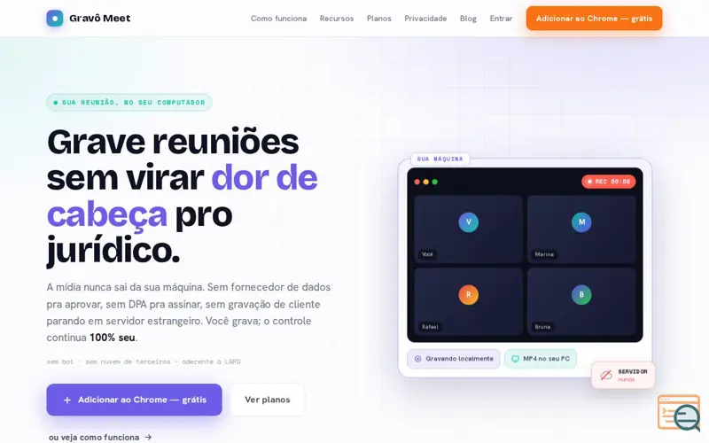 Screenshot of Record Google Meet locally