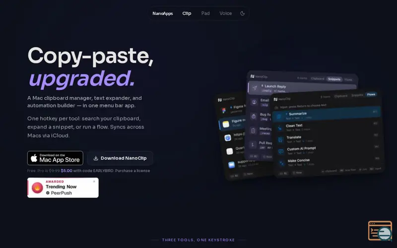 Screenshot of NanoClip