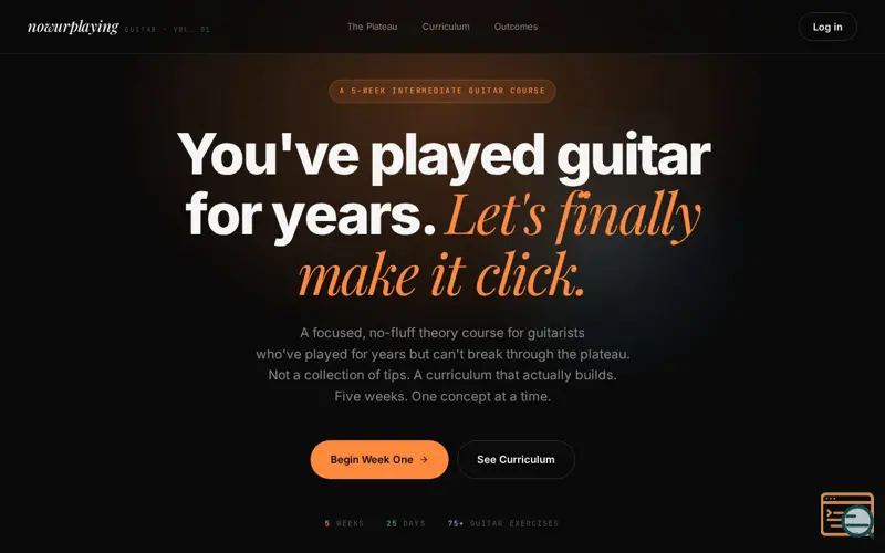 Screenshot of nowurplaying · Guitar Theory Course