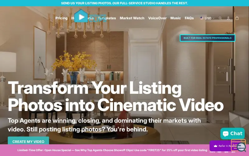 Screenshot of Showoff Clips, a launch using Appstle