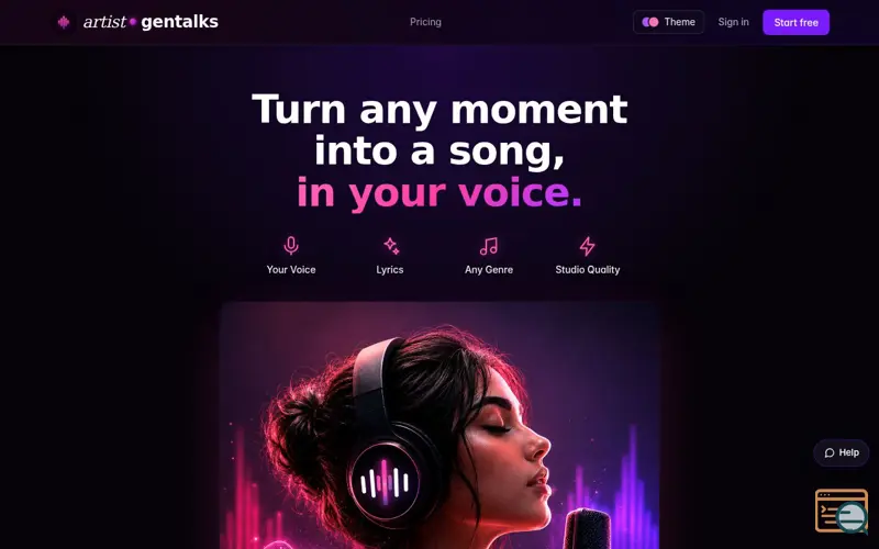 Screenshot of artist.gentalks
