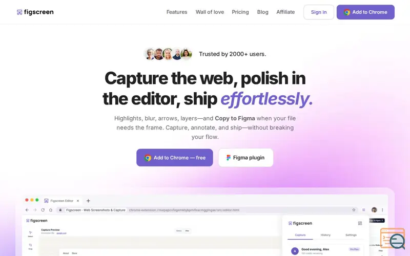Screenshot of Figscreen