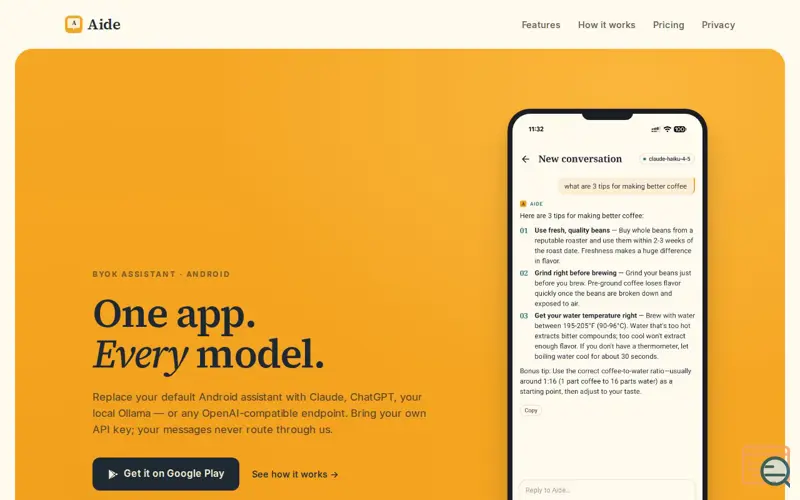 Screenshot of Aide