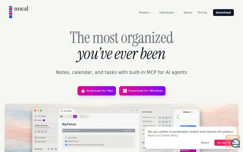 Screenshot of nocal