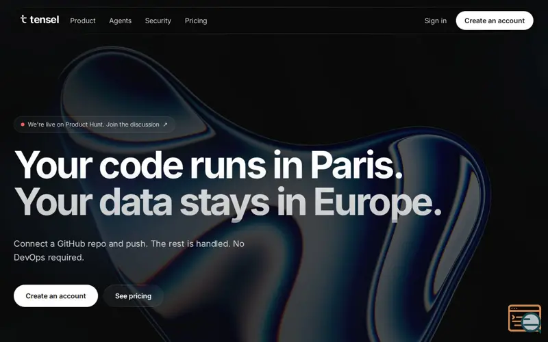 Screenshot of Tensel — Hébergement d’applications en Europe