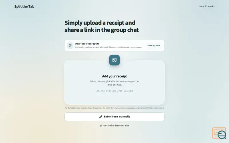 Screenshot of Split the Tab