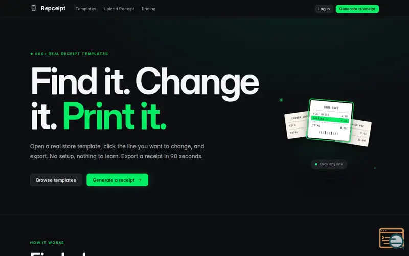 Screenshot of Repceipt