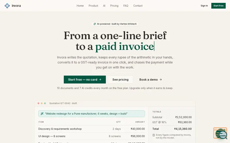 Screenshot of Invora
