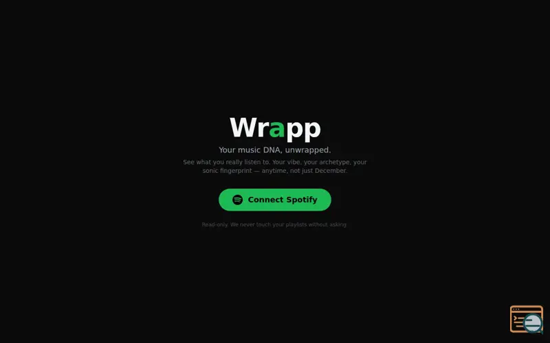 Screenshot of Wrapp--on demand spotify roundup.  