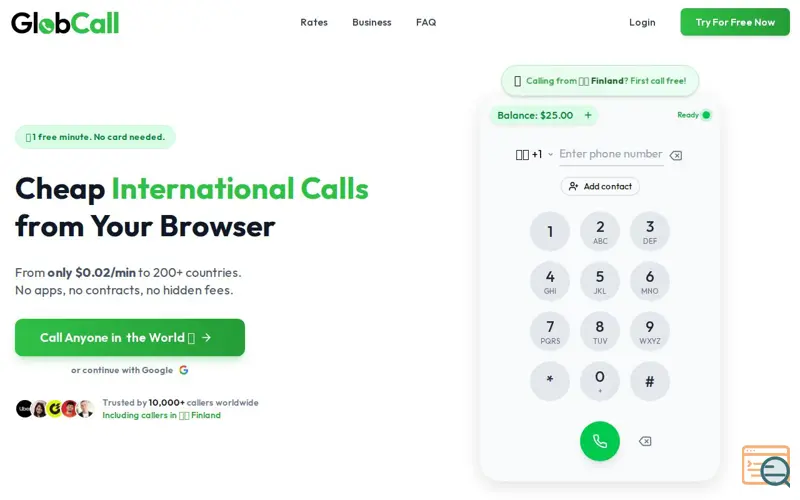 Screenshot of GlobCall