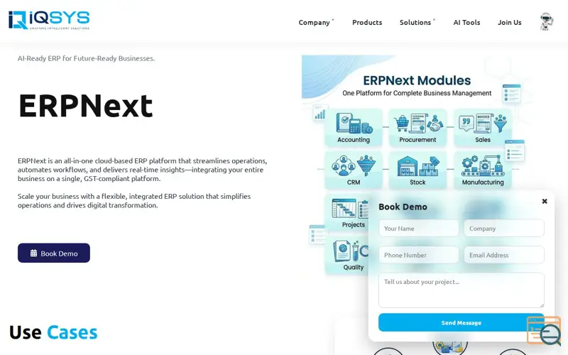 Screenshot of ERP Solutions