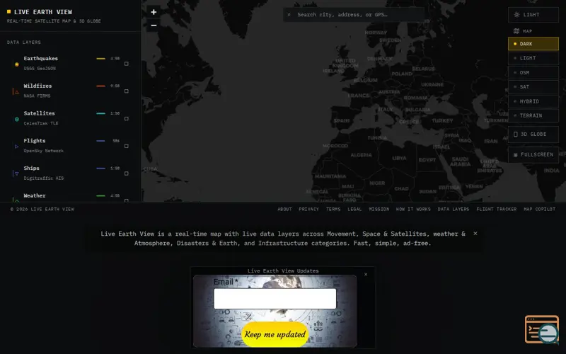 Screenshot of Live Earth View