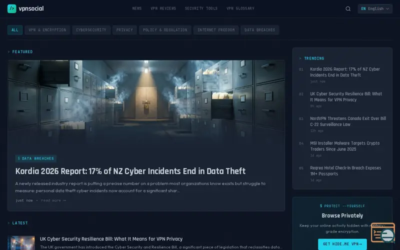 Screenshot of VPNSocial - Privacy Toolkit