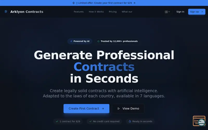 Screenshot of Arklyon Contracts