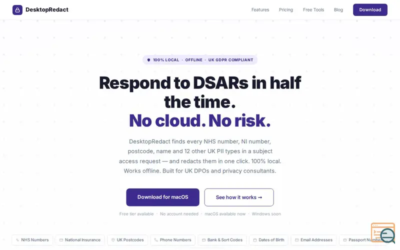 Screenshot of DesktopRedact — DSAR Response Automation