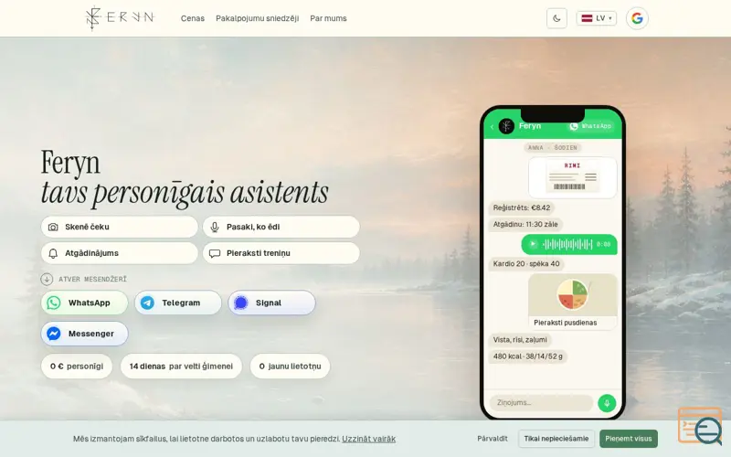Screenshot of Feryn, a launch using DNS.lv