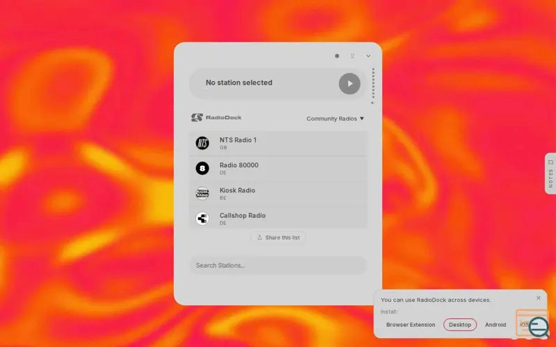 Screenshot of Radiodock