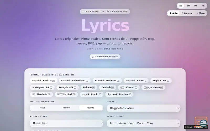 Screenshot of Lyrics