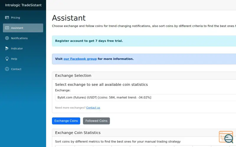 Screenshot of TradeSistant