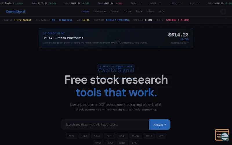 Screenshot of CapitalSignal