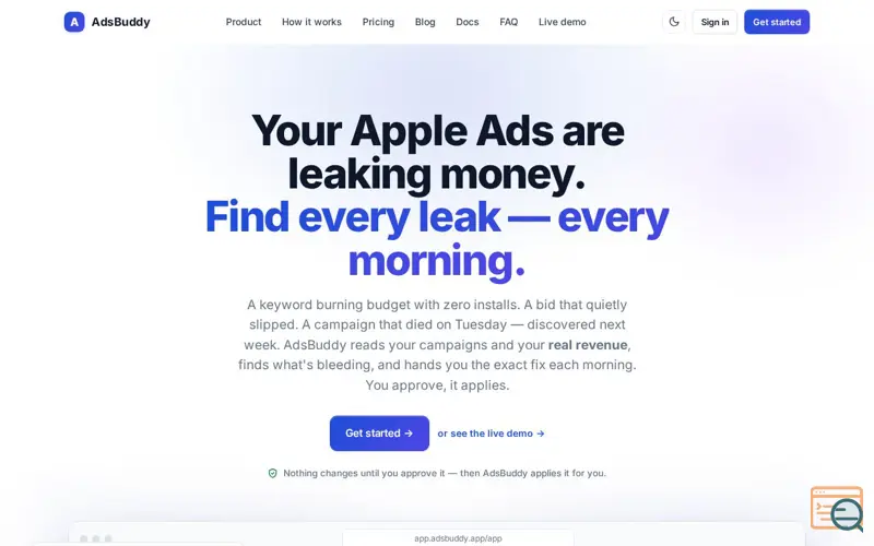 Screenshot of AdsBuddy