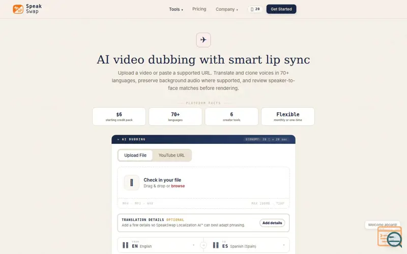 Screenshot of SpeakSwap.io