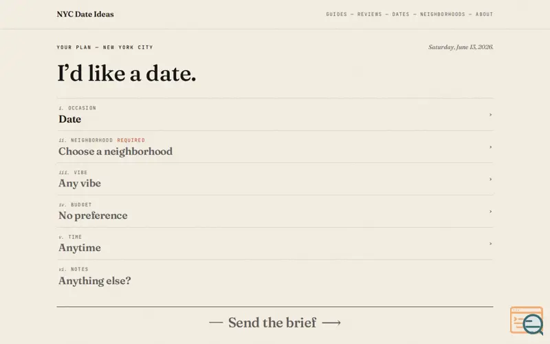 Screenshot of NYC Date Ideas
