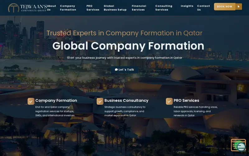 Screenshot of Tejwaans Corporate Group