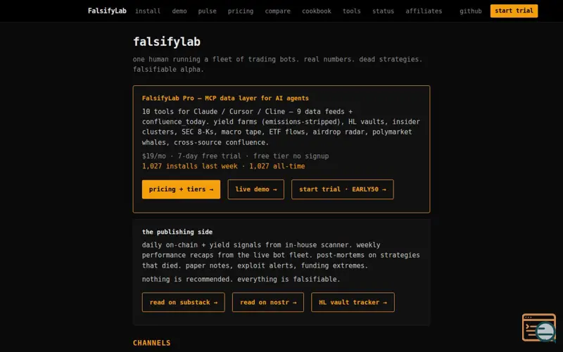 Screenshot of FalsifyLab Alpha