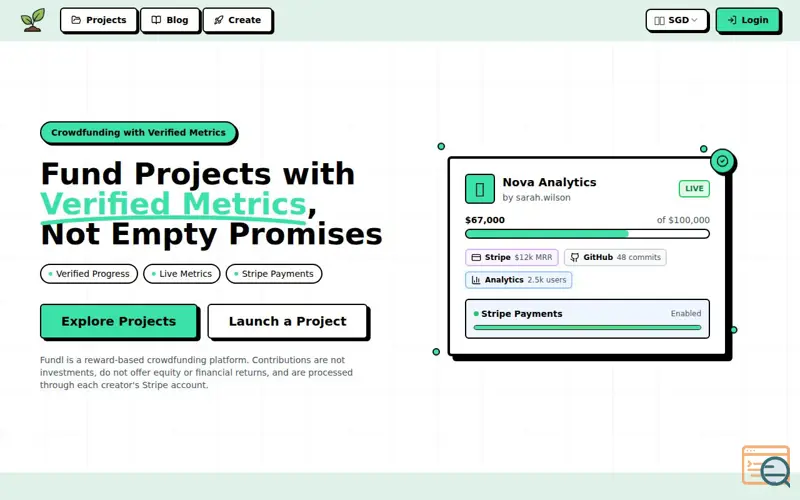 Screenshot of Fundl