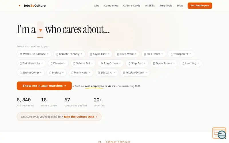 Screenshot of JobsByCulture