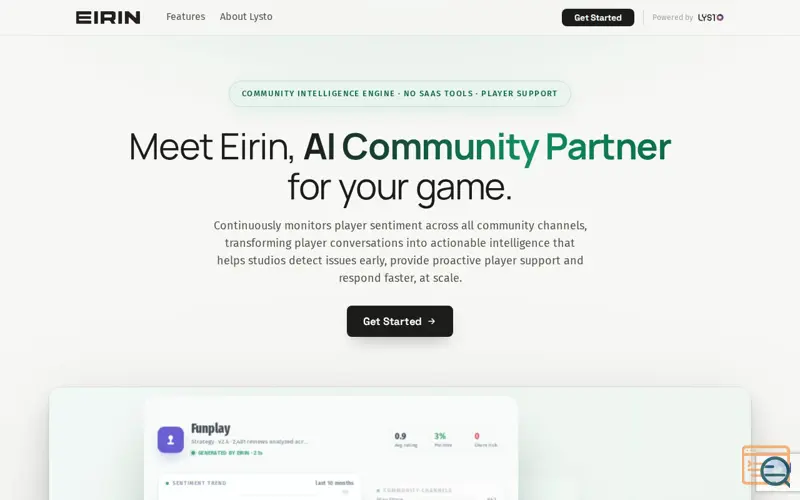 Screenshot of Eirin:AI Community Partner for Your Game